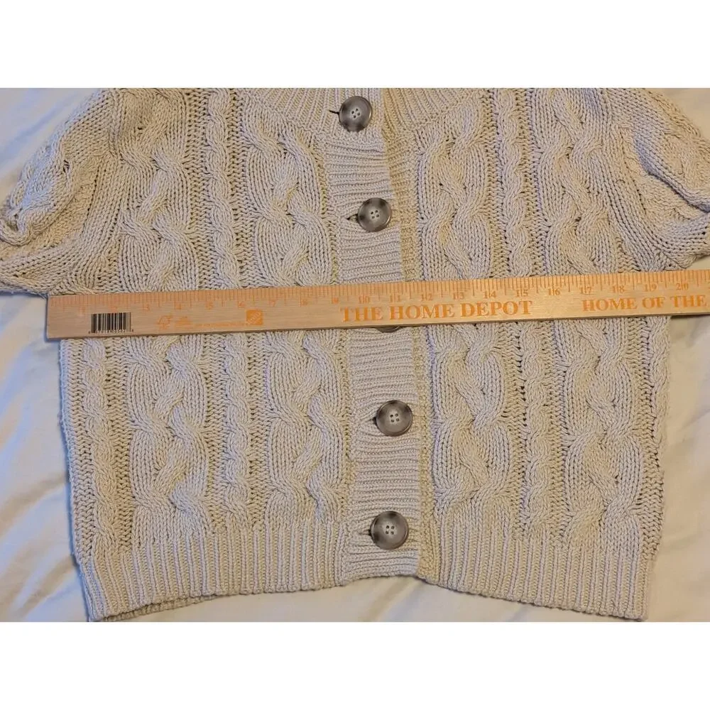 Reformation Annie Cable Knit Cropped Cardigan - Cream - Size Small - Picture 9 of 12